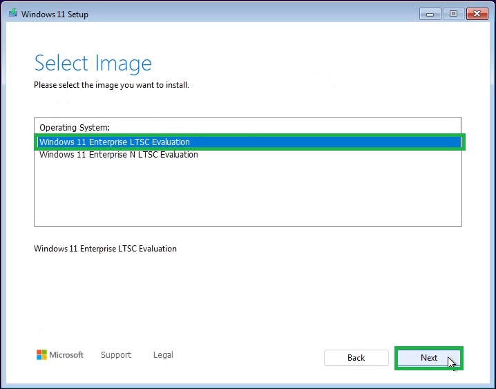 Select Windows 11 Image to Install