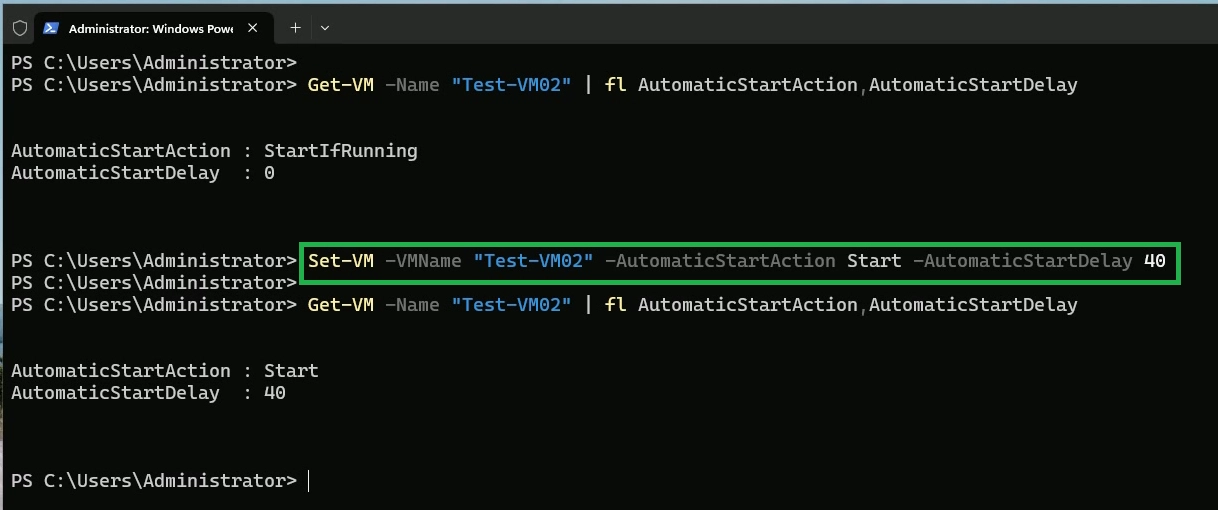 Set Automatic Start Action