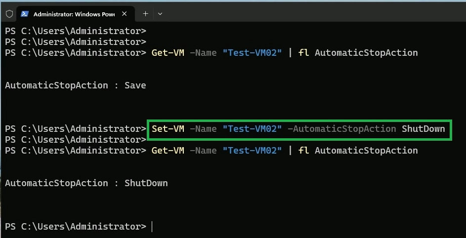 Set Automatic Stop Action