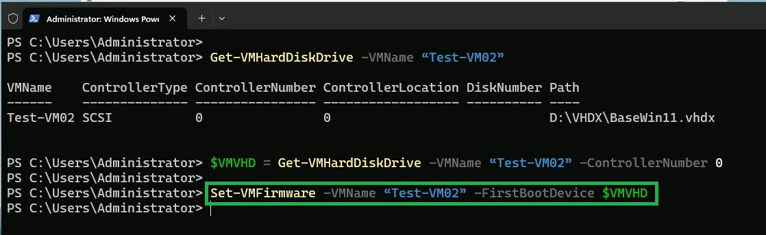 Set VHD as a Primary Boot