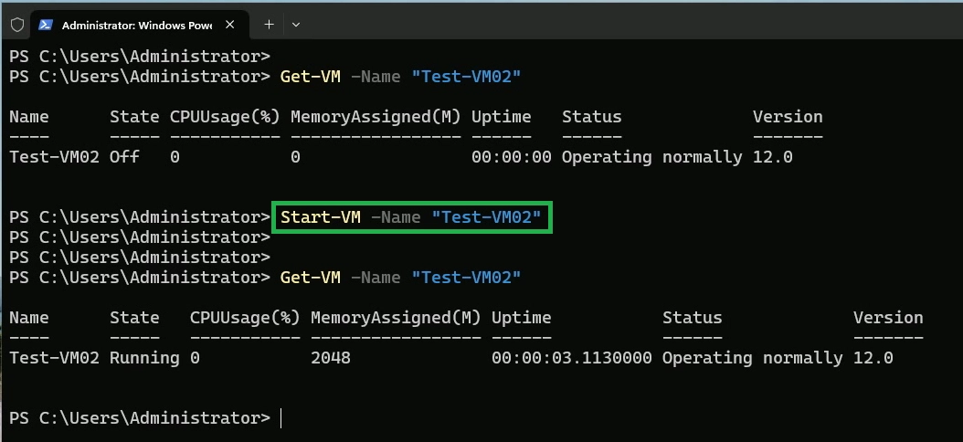 Start Hyper-V VM