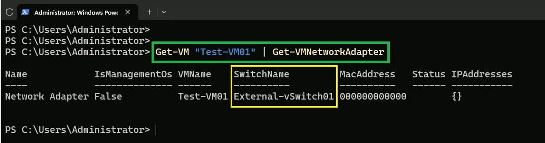 VM is Connected with External Switch