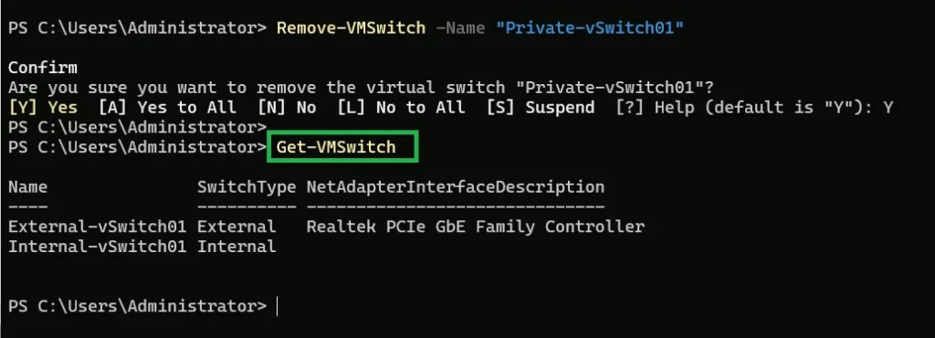 Verify Switch is deleted